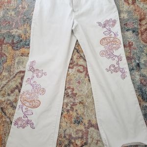 White embellished plus jeans Diane Gilman